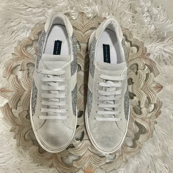 STEVEN Steve Madden Roko Glitter Sneaker Size 10 - Picture 2 of 11